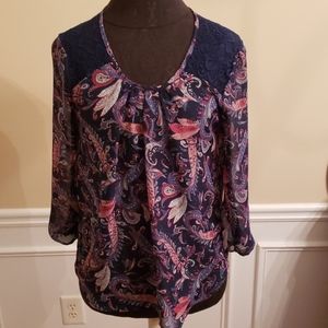 Papermoon size small Navy Paisley Blouse top